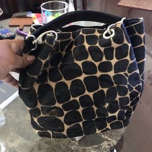 Maurizio Taiuti Black Tan Animal Fur Leather bag